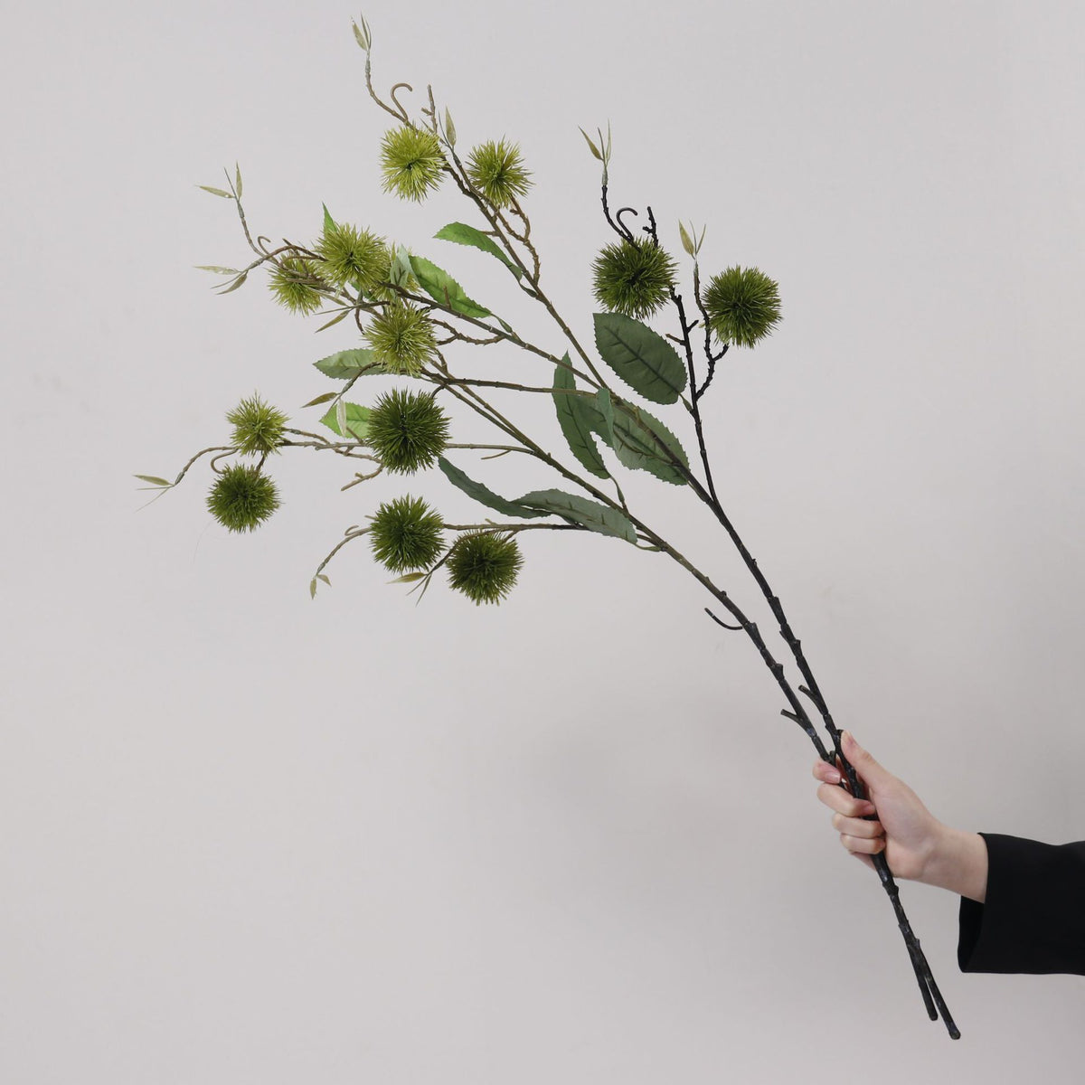 Kunstzweig Kastanie mit Stachelfrüchten, Busch mit 7 Früchten, Kunststoff, Vintage-Stil, für Vase, Hochzeit und Schaufenster