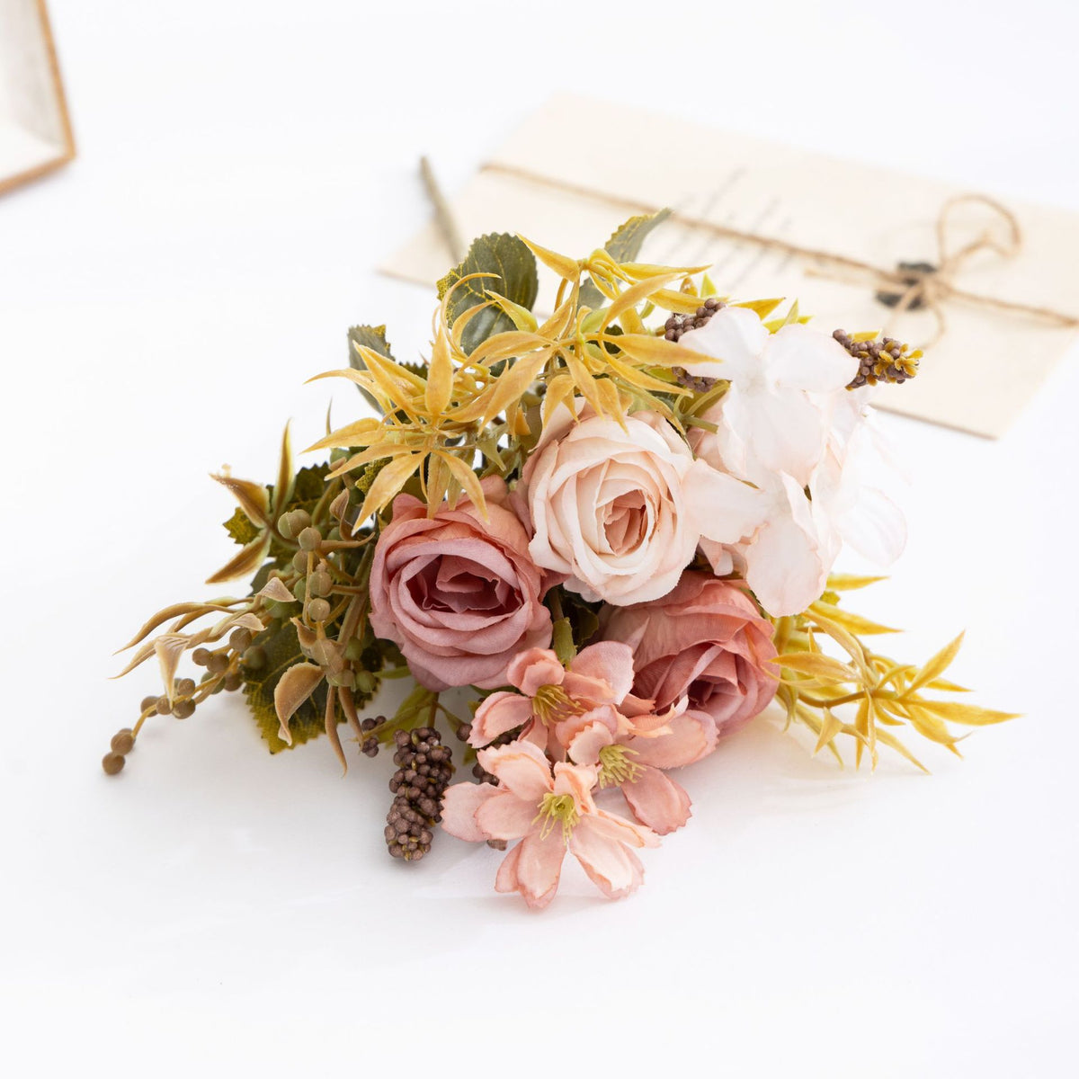 Künstliche Rosenstrauß, 35 cm hoch, 11 Blüten, aus Seidenstoff, für Hochzeiten, Innenraumdekor und Geschäftsausstattung