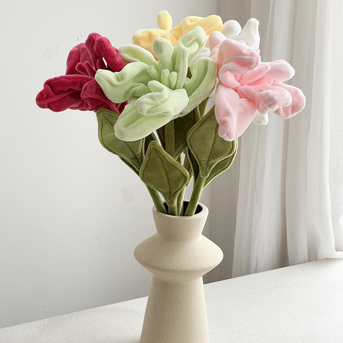 Künstliche Lilie aus Plüschstoff, einzelner Stiel mit 1 Blüte, 44 cm hoch, Blütendurchmesser 17 cm, für Innendekoration, Hochzeiten und Veranstaltungen