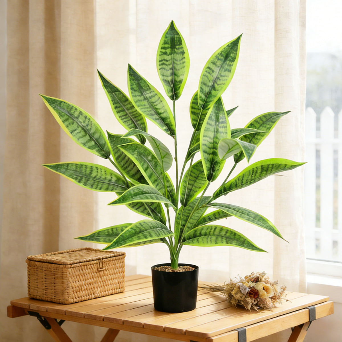 Künstliche Sansevieria-Pflanze, 63 cm, moderne Dekoration für Zuhause, Büro und Gewerbe