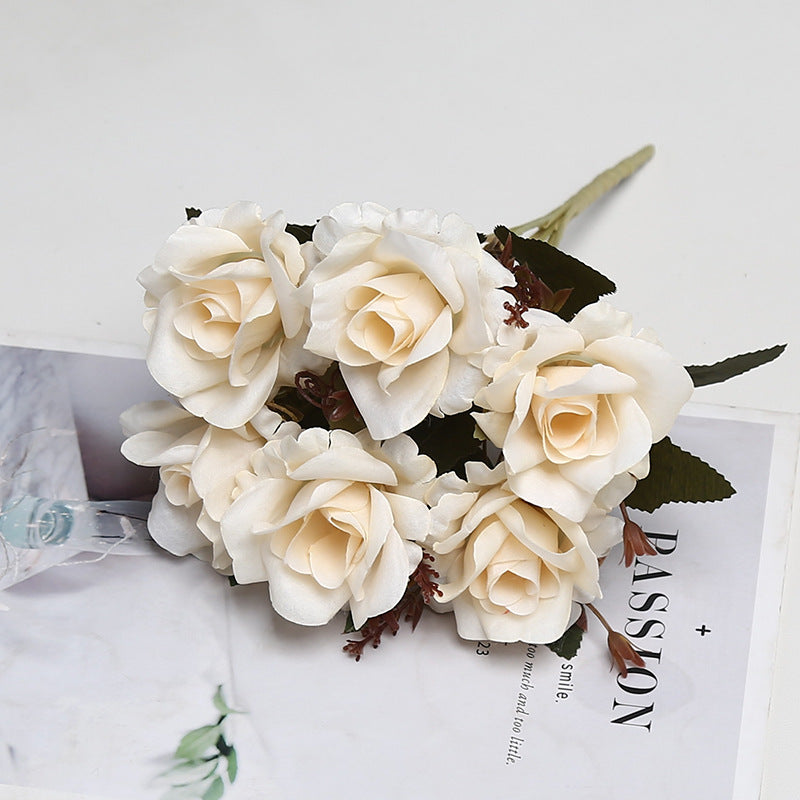 Retro-Stil künstliche Rose, 6-Blüten-Busch, 30 cm, aus Seidenstoff, für Hochzeiten und Inneneinrichtung