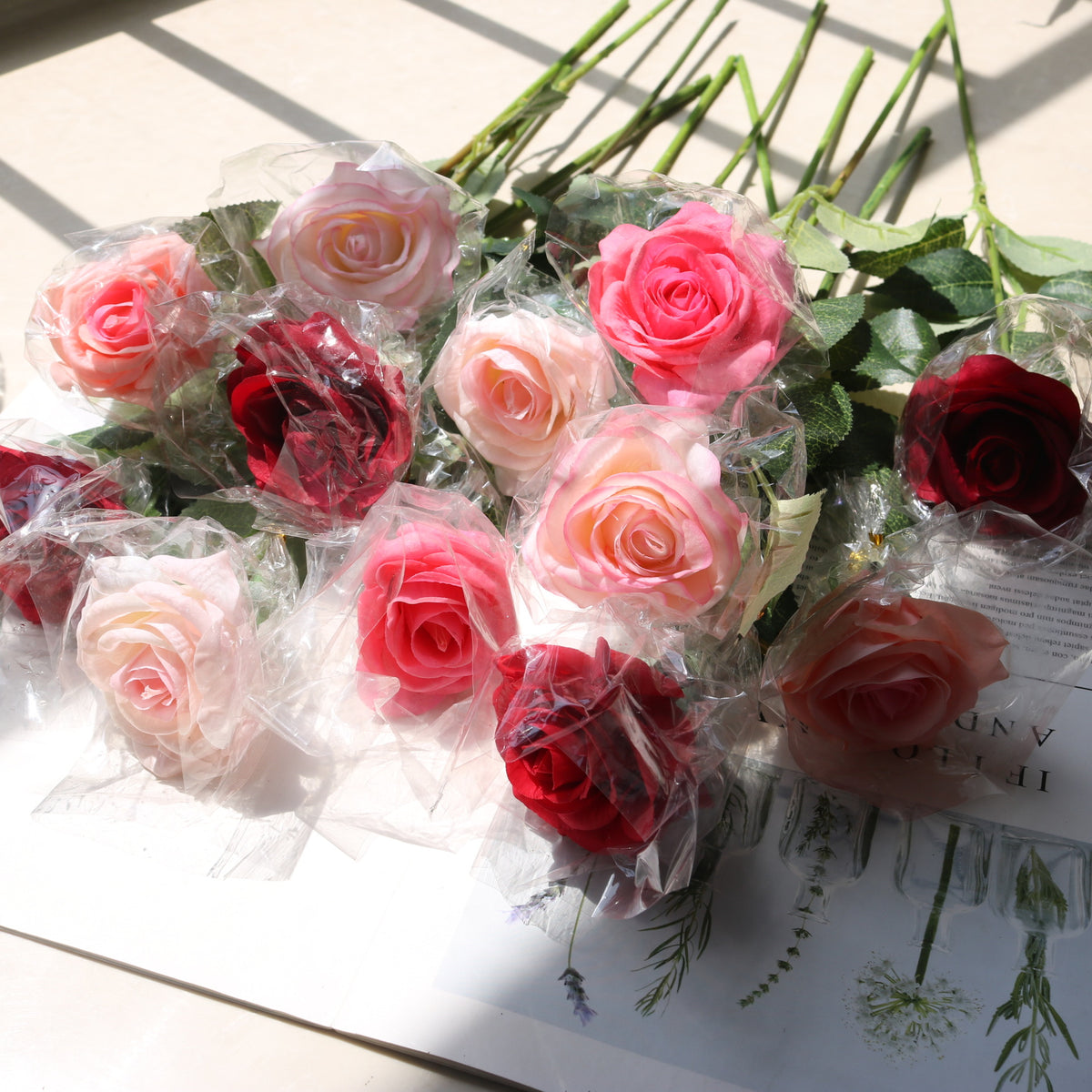 Künstliche Rosenblüten Bouquet aus Seidenstoff, 10 Stück, 43 cm, für Hochzeit, Dekoration, Innenraum