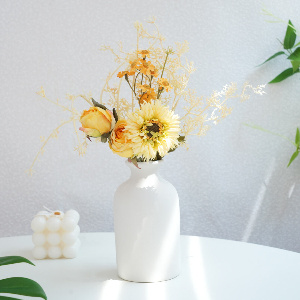 Künstlicher Pfingstrosen-Strauß, 3 Blüten, 32 cm hoch, Seidenblumen für Innenraum-Deko, Hochzeit, Event