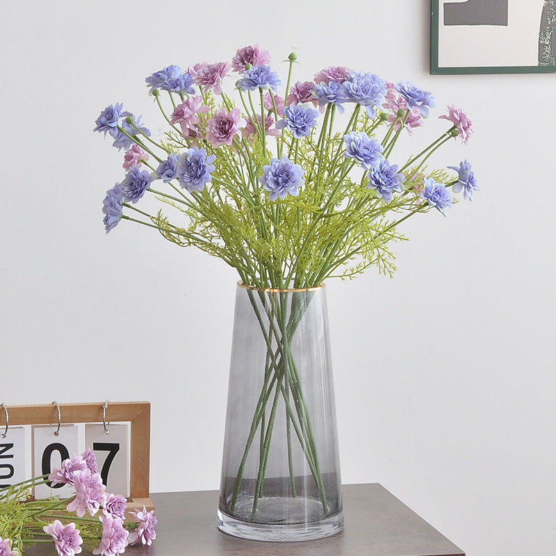 Künstliche Chrysantheme, 1 Stiel mit 4 Blüten, 48 cm, Seidenblumen für Hochzeit, Dekoration, Innenraum