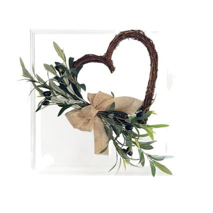 Künstlicher Olivenzweig-Kranz, 45 cm, rustikaler Frühlings-/Sommer-Dekokranz für Haustür, Hochzeit, Innenraum
