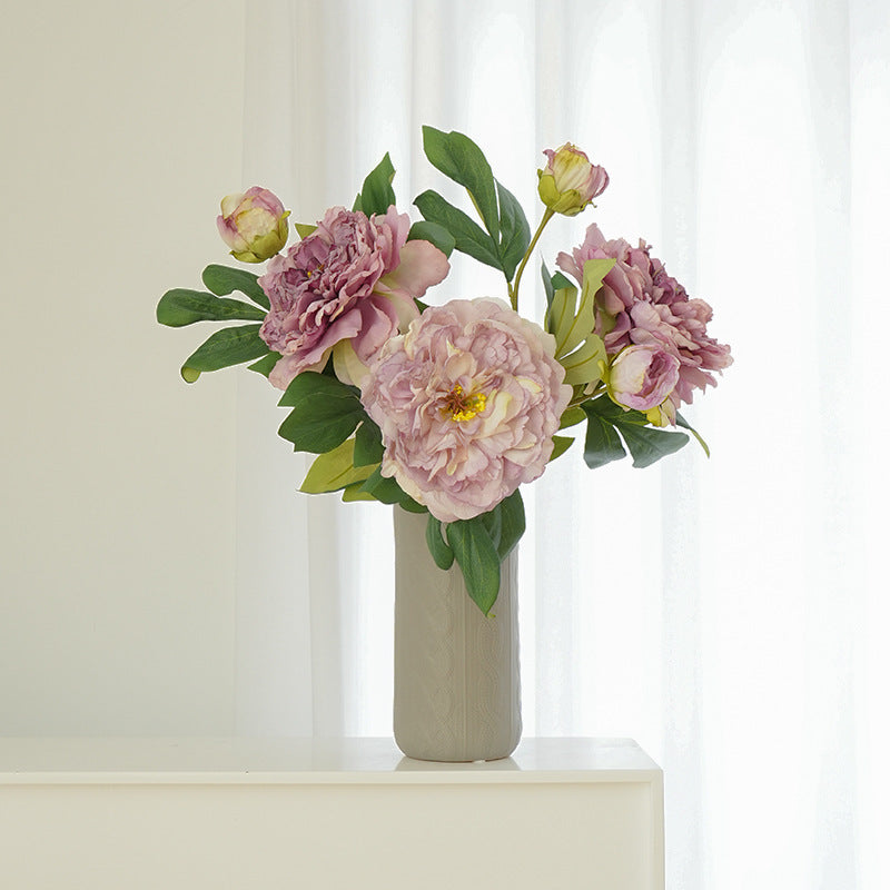 49 cm Künstliche Vintage-Blumen: Pfingstrosen mit gebrannter Ränderung