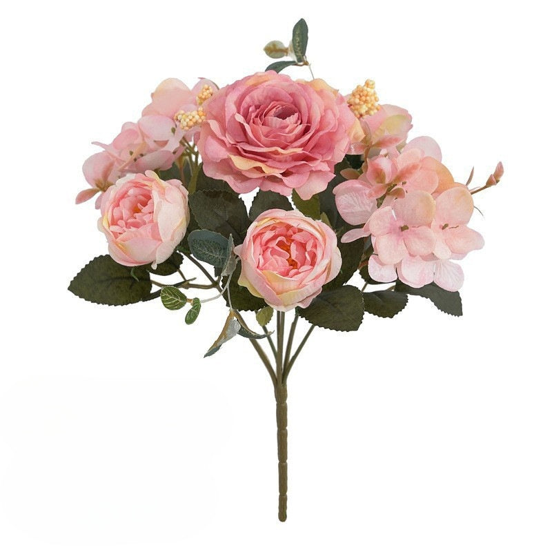 Großhandel: 30 cm-Retro Seide Pfingstrose Busch mit gemischten Hortensien - Faux Flower-Bouquet Dekoration für zu Hause, Braut Hochzeit, Party