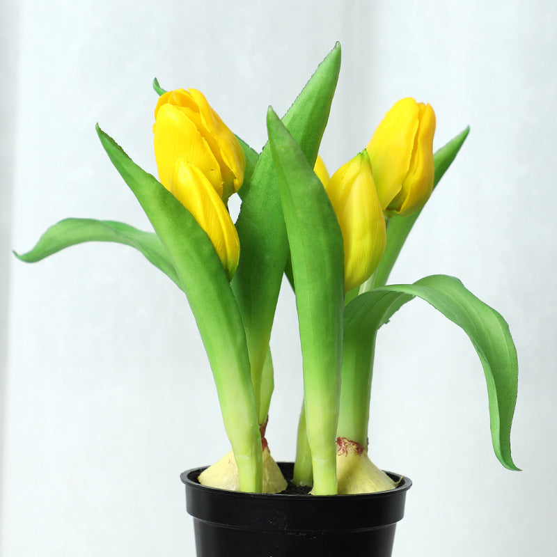 Real Touch Kunstblumen Tulpen 26cm - Fotorealistische Pflanze im Topf, Täuschend Echte Deko-Blumen für Zuhause, Büro & Fensterbank
