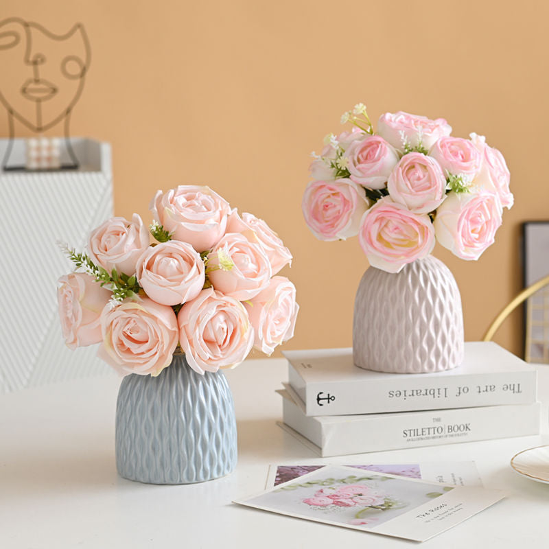 Großhandel: 26cm Kunst-Rosen-Bouquet, künstliches Blumenbündel für Hochzeiten, DIY-Hochzeitsdekoration