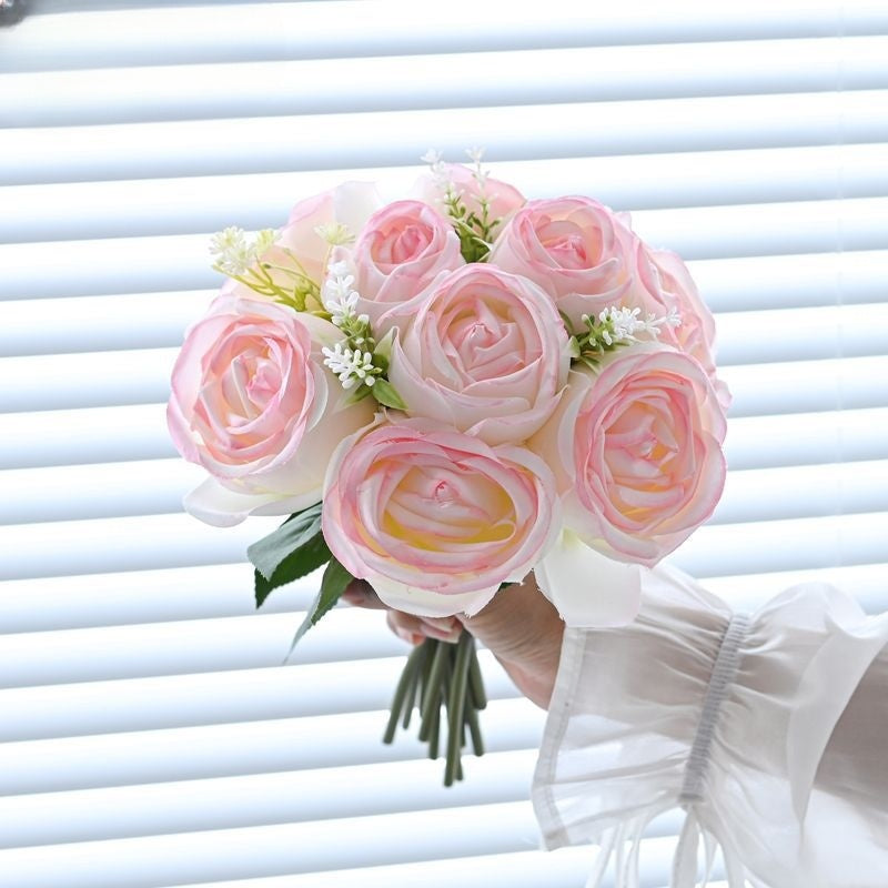 Großhandel: 26cm Kunst-Rosen-Bouquet, künstliches Blumenbündel für Hochzeiten, DIY-Hochzeitsdekoration