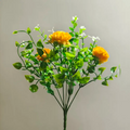 Restposten 35 cm Künstlicher Gelb Chrysanthemen-Strauß UV-beständig & wetterfest für außen