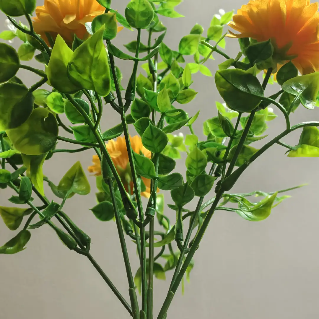 Restposten 35 cm Künstlicher Gelb Chrysanthemen-Strauß UV-beständig & wetterfest für außen