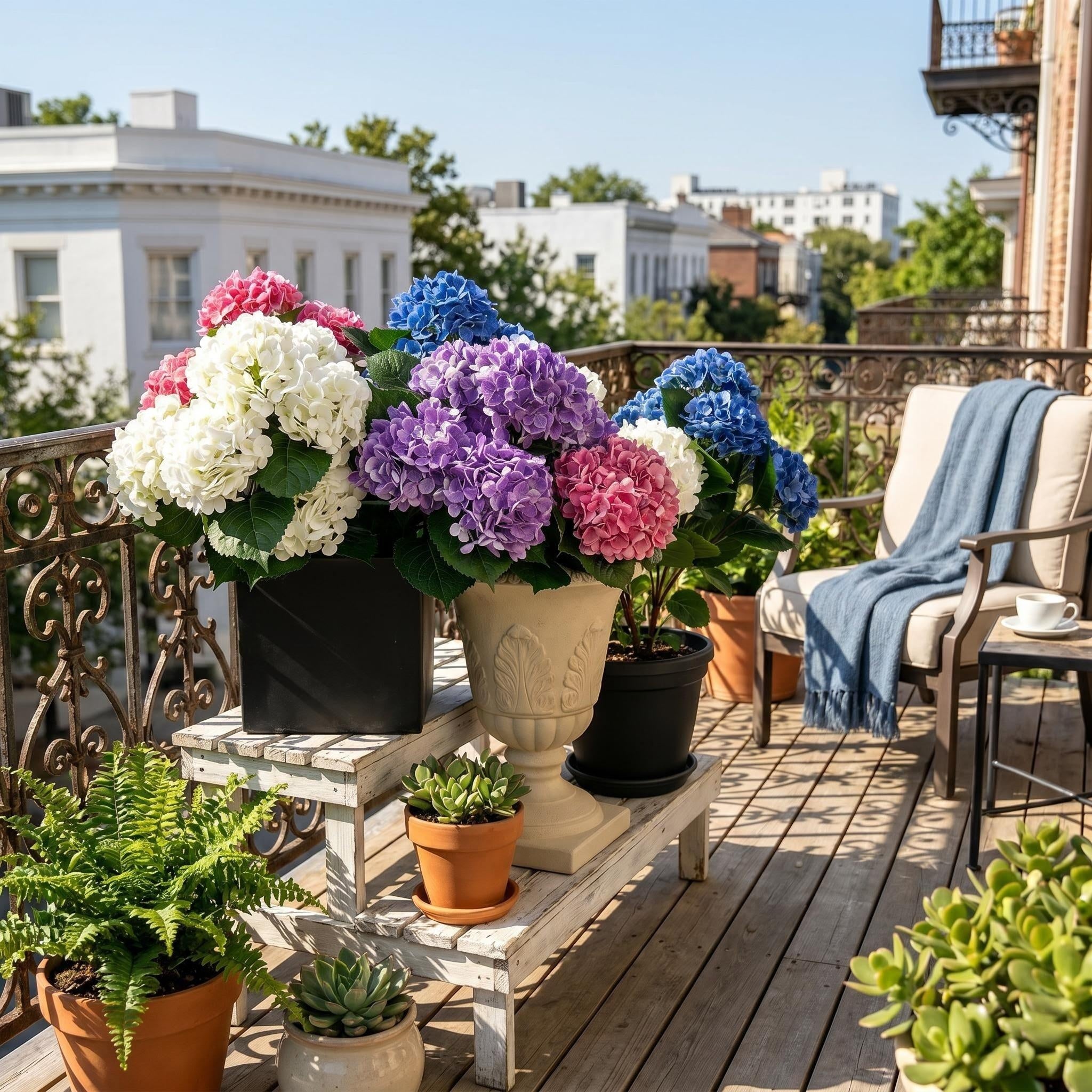 60cm Real Touch Hortensie UV-resistent – Künstliche Blume für Außenbereich