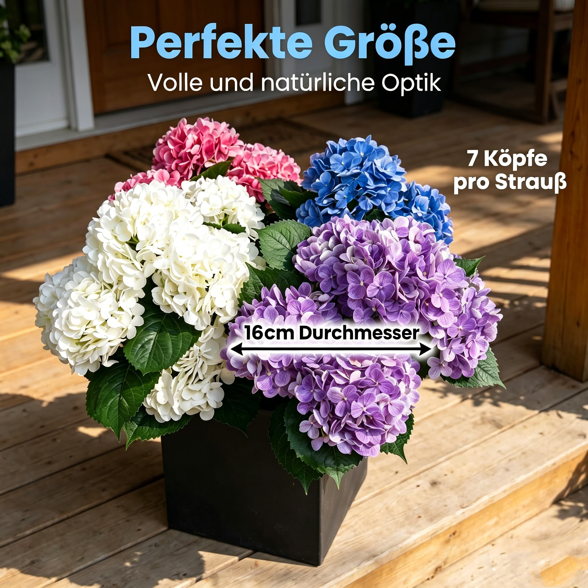 60cm Real Touch Hortensie UV-resistent – Künstliche Blume für Außenbereich