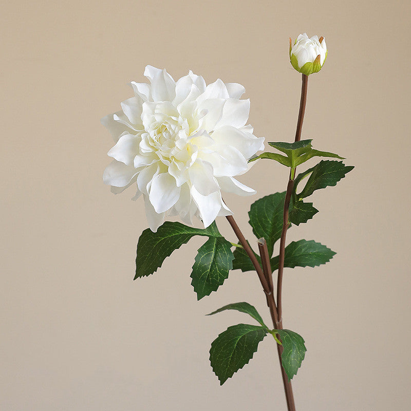 73 cm Künstliche einzelne Zweig-Dahlien mit zwei Blütenköpfen und feuchtem Griff