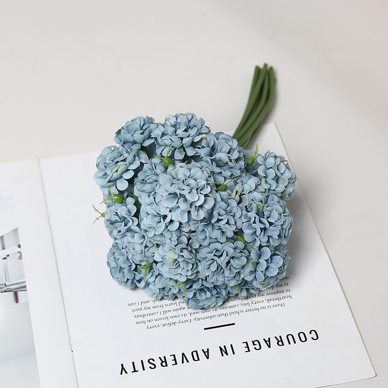 30 cm Künstliche Blüten 27 Blütenköpfe Ölmalerische Hydrangeen-Handstrauße