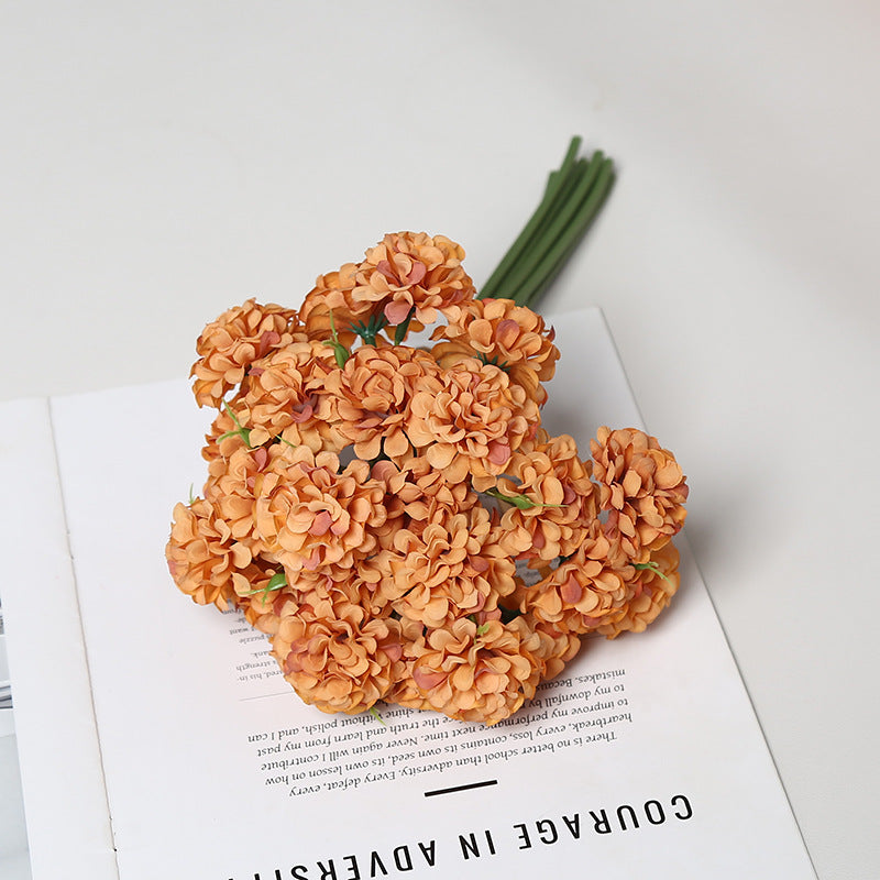 30 cm Künstliche Blüten 27 Blütenköpfe Ölmalerische Hydrangeen-Handstrauße