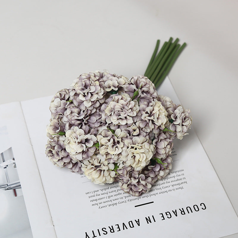 30 cm Künstliche Blüten 27 Blütenköpfe Ölmalerische Hydrangeen-Handstrauße