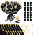 24 Glitzer-Rosen Brautstrauß mit Krone - Künstlicher Hochzeitsstrauß Gold/Silber für Braut