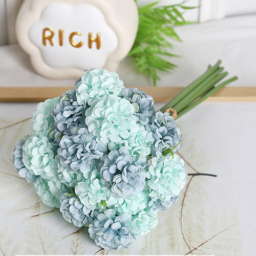 30 cm Künstliche Blüten 27 Blütenköpfe Ölmalerische Hydrangeen-Handstrauße