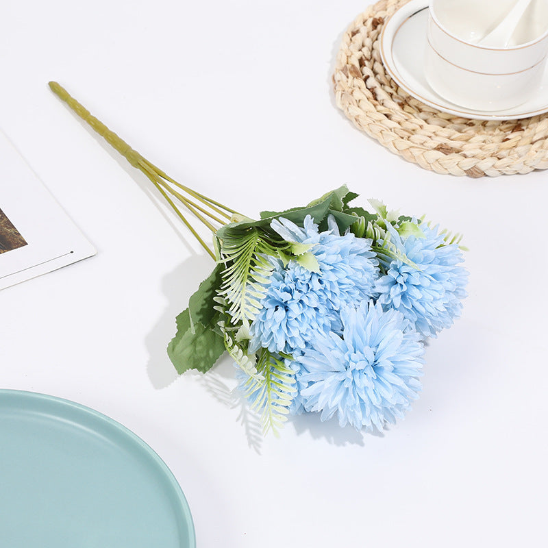 Großhandel 34 cm künstliche Mini-Pompon-Chrysanthemen Busch-Bouquet für schnelle Dekoration