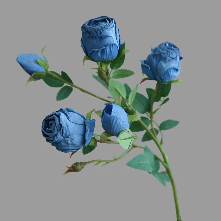 65 cm Künstliche Rosen mit 5 Blütenköpfen – Mit gebrannten Rändern