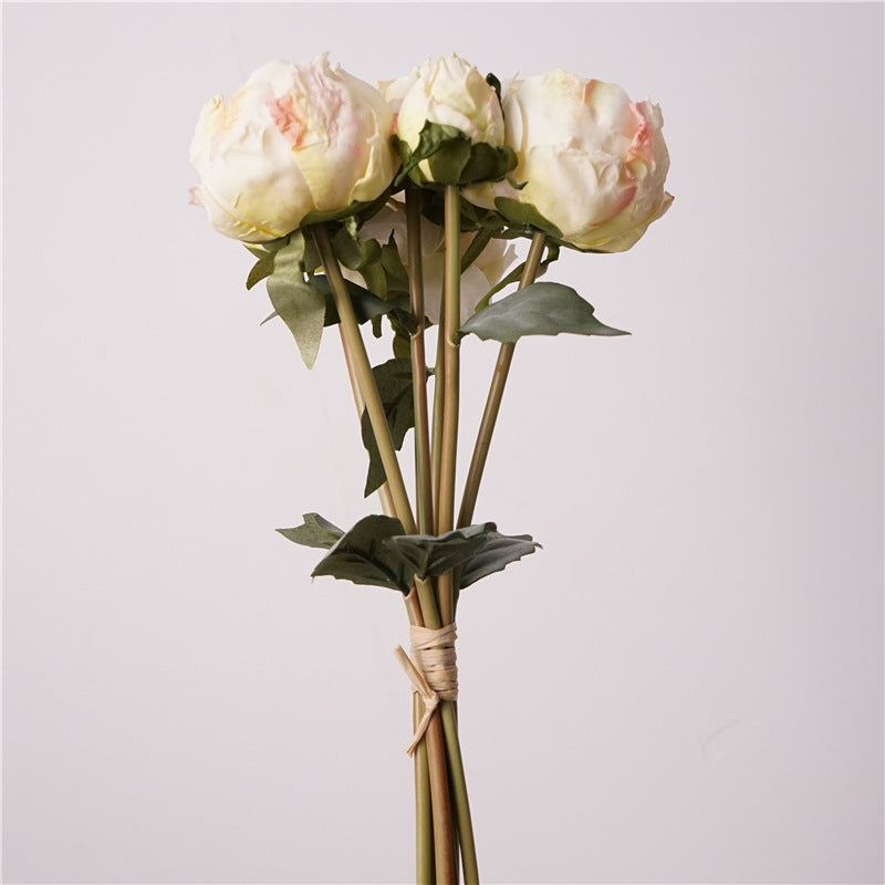 37 cm Künstlicher Pfingstrosenstrauß mit gebrannten Rändern zur Herbst-Winter-Dekoration