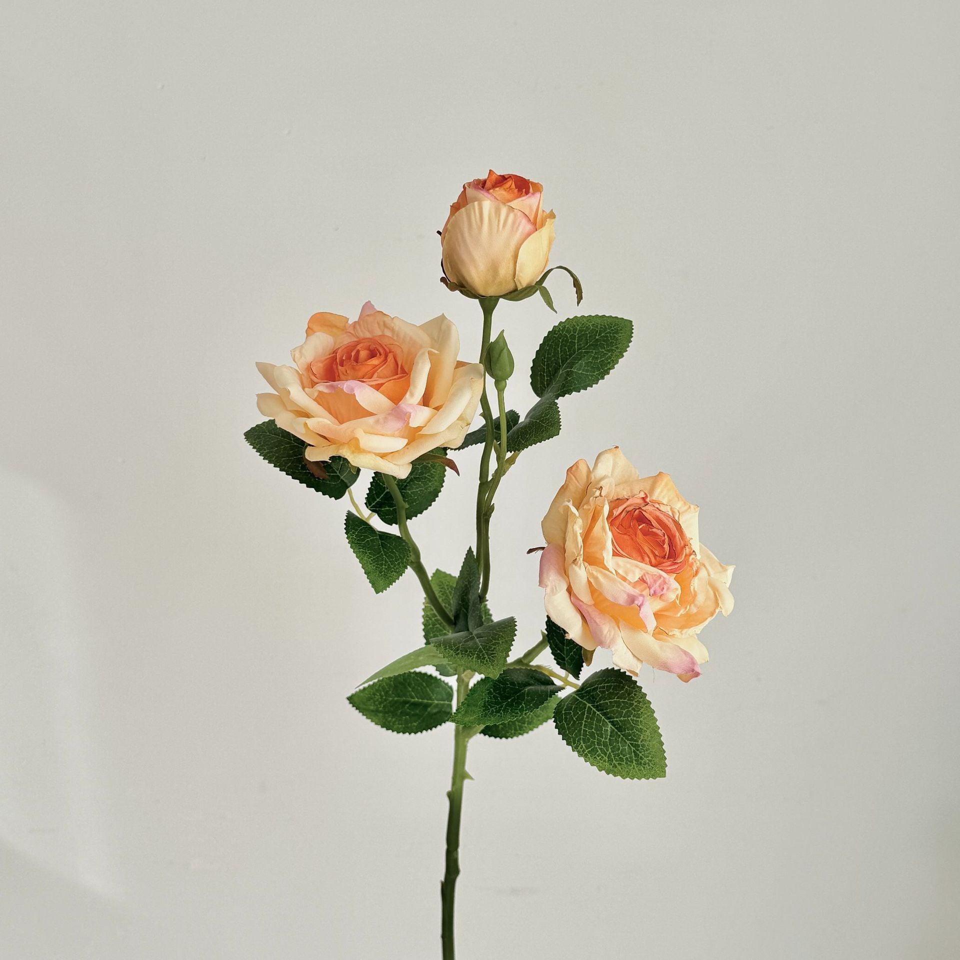 55 cm Vintage Decorative Roses with 3 Heads & Burnt Edges - Ideal for Autumn Winter Decoration