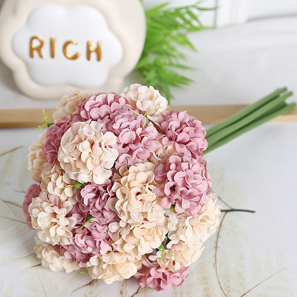 30 cm Künstliche Blüten 27 Blütenköpfe Ölmalerische Hydrangeen-Handstrauße