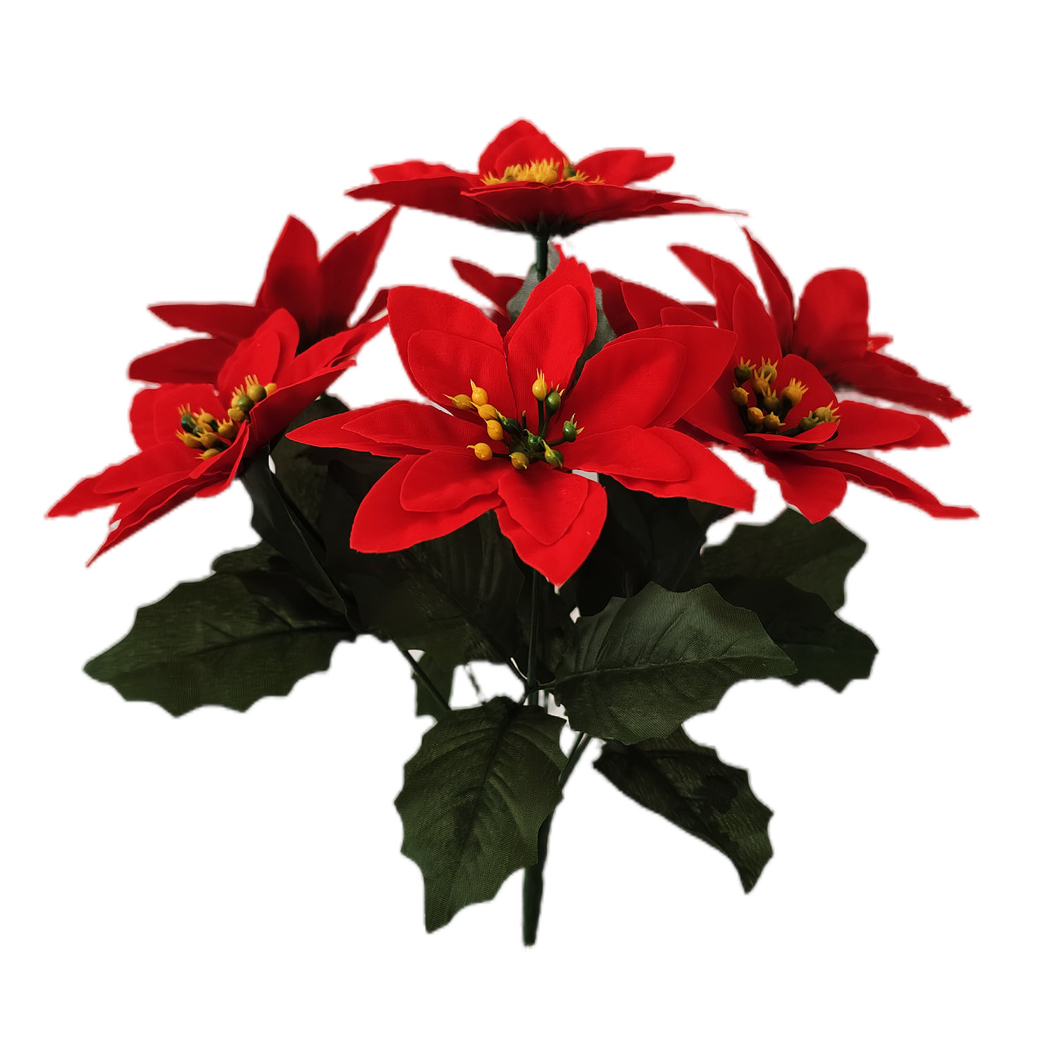 30 cm Künstliche Weihnachtssternsträucher – Samt-Weihnachtssterne zur Weihnachtsdekoration | Für Weihnachtsbaum, Haus & Vorplatz