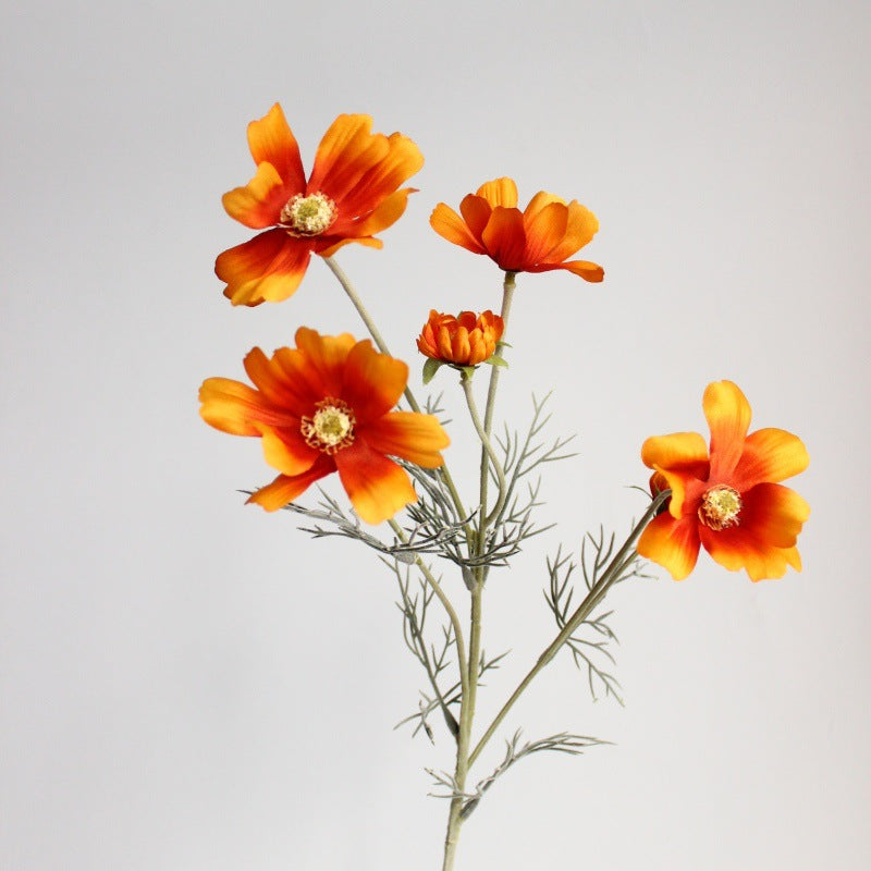 Gänseblümchen Stiel 60 cm, Künstlicher Kosmee Zweig aus Seide, Täuschend echte Kunstblume für Vase, Hochzeit, Gastronomie & Deko