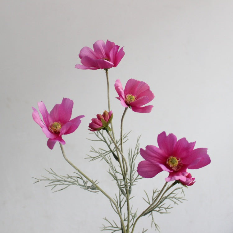 Gänseblümchen Stiel 60 cm, Künstlicher Kosmee Zweig aus Seide, Täuschend echte Kunstblume für Vase, Hochzeit, Gastronomie & Deko