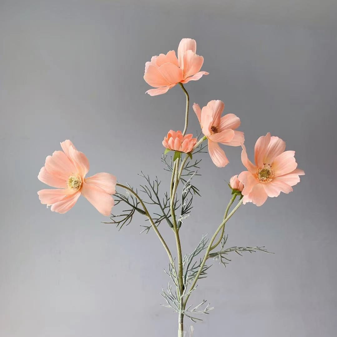 Gänseblümchen Stiel 60 cm, Künstlicher Kosmee Zweig aus Seide, Täuschend echte Kunstblume für Vase, Hochzeit, Gastronomie & Deko