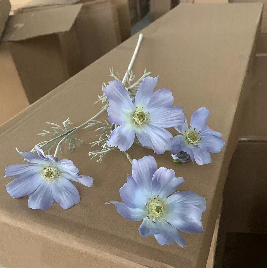 Gänseblümchen Stiel 60 cm, Künstlicher Kosmee Zweig aus Seide, Täuschend echte Kunstblume für Vase, Hochzeit, Gastronomie & Deko