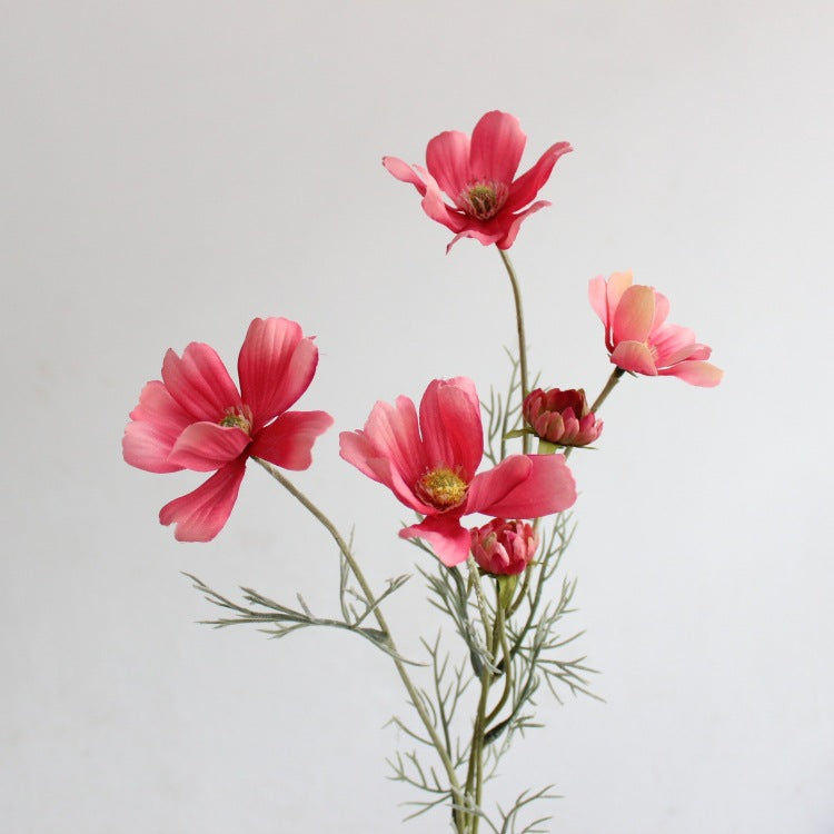 Gänseblümchen Stiel 60 cm, Künstlicher Kosmee Zweig aus Seide, Täuschend echte Kunstblume für Vase, Hochzeit, Gastronomie & Deko