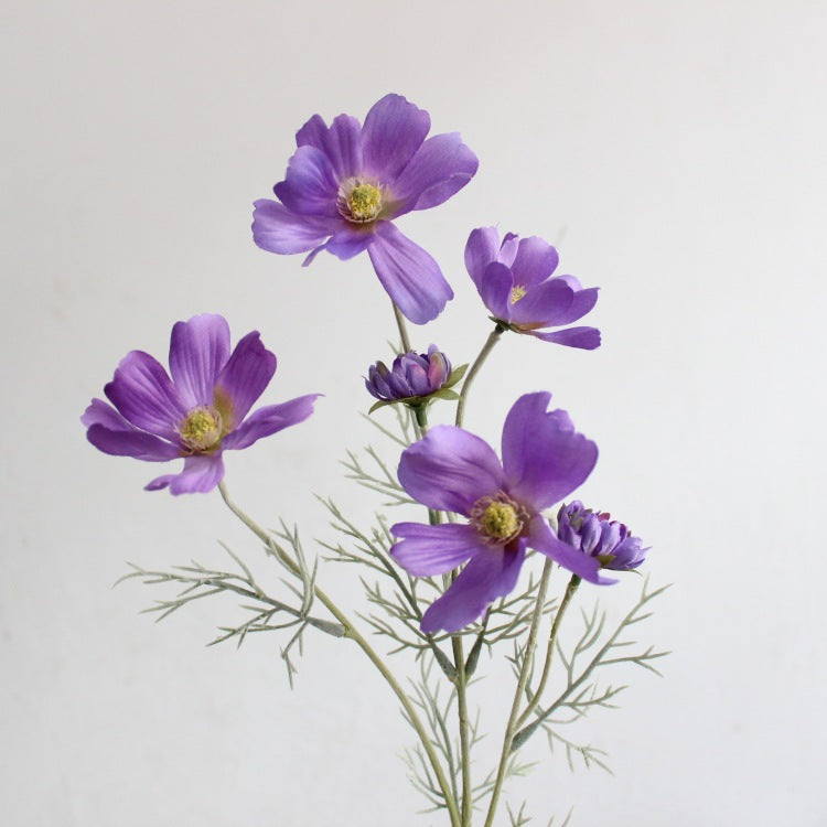 Gänseblümchen Stiel 60 cm, Künstlicher Kosmee Zweig aus Seide, Täuschend echte Kunstblume für Vase, Hochzeit, Gastronomie & Deko