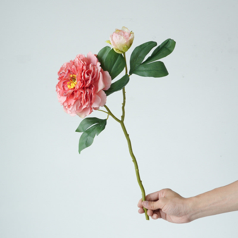 49 cm Künstliche Vintage-Blumen: Pfingstrosen mit gebrannter Ränderung