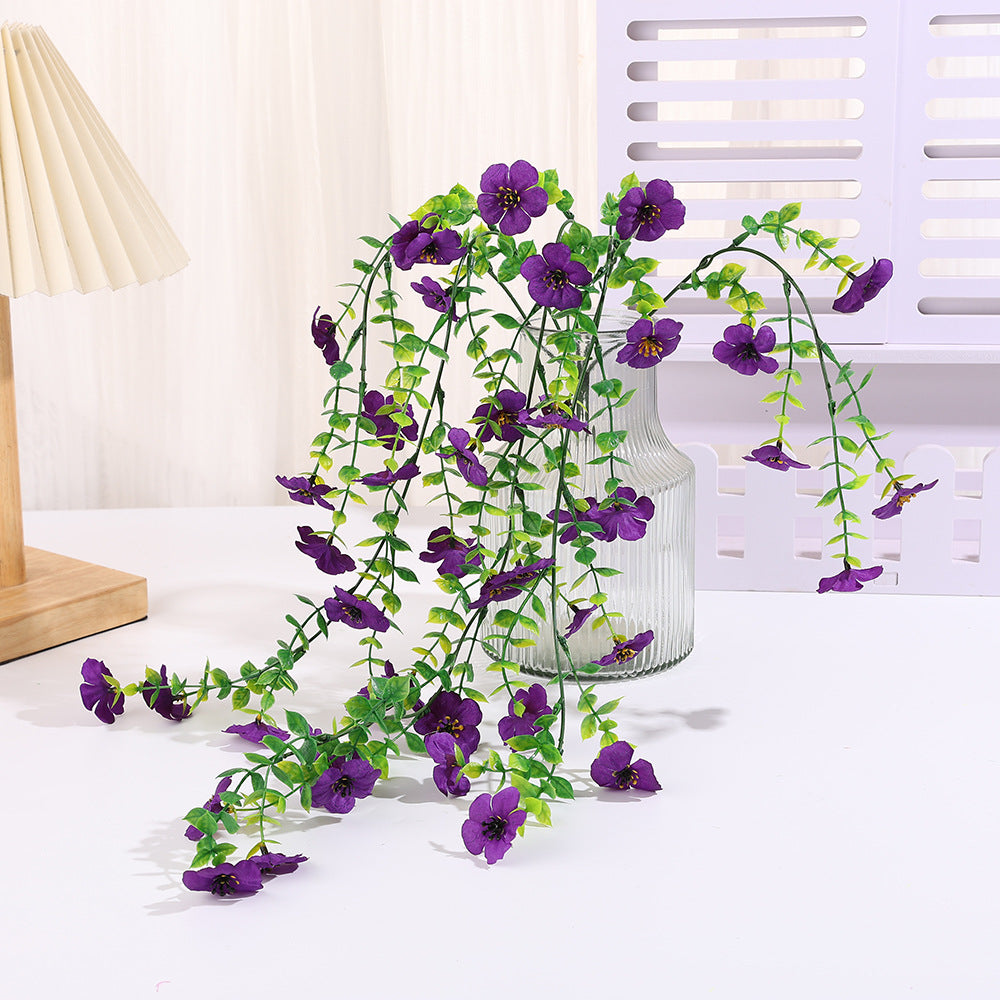 75 cm künstliche Violeen Veilchen - wandhängende Pflanzenranke Kunstpflanzenranke für Wanddekor