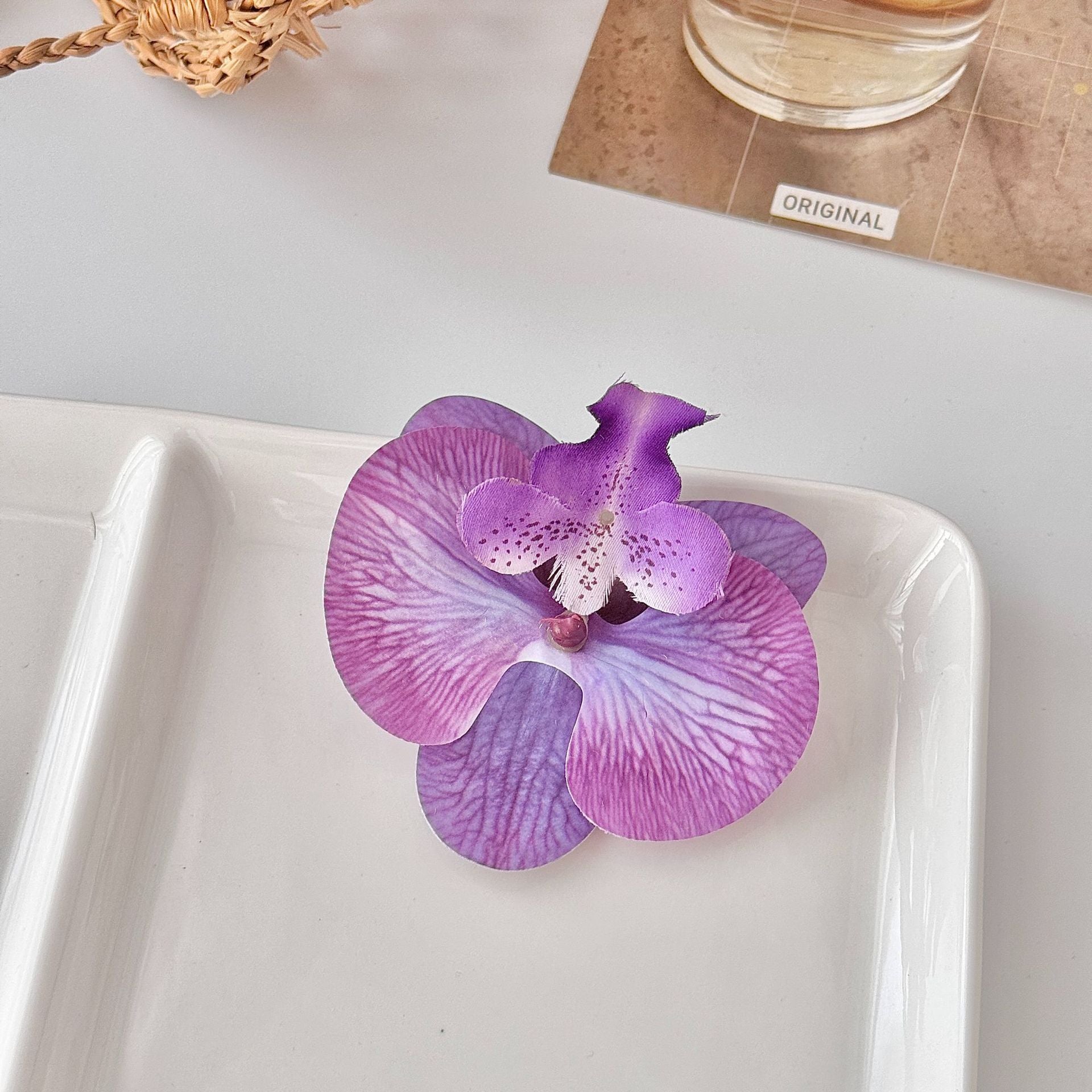 24 Stücke Orchideen-Dekorationen | Real Touch PU Künstliche Blumen | Orchideenköpfe & Künstliche Phalaenopsis-Blumenköpfe für DIY-Kunsthandwerk, Heim- und Hochzeitsdekoration