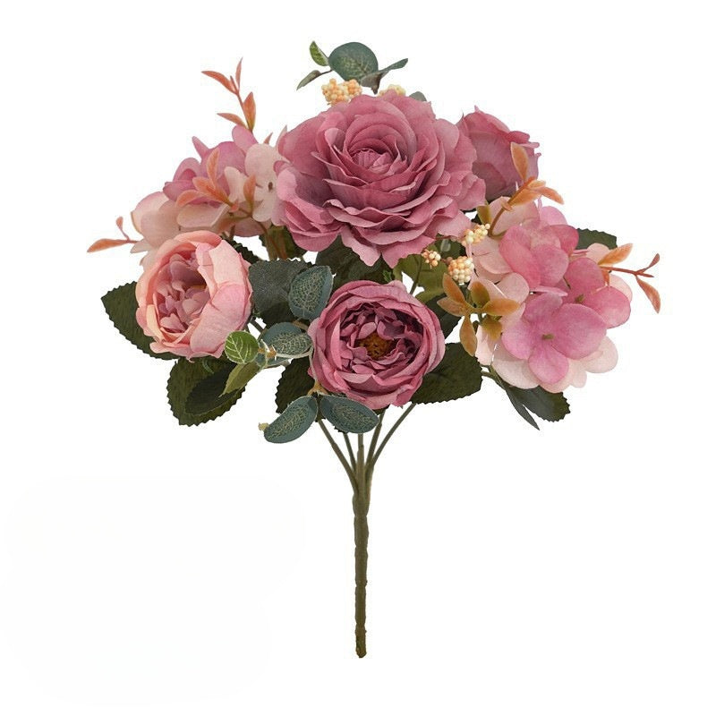 Großhandel: 30 cm-Retro Seide Pfingstrose Busch mit gemischten Hortensien - Faux Flower-Bouquet Dekoration für zu Hause, Braut Hochzeit, Party