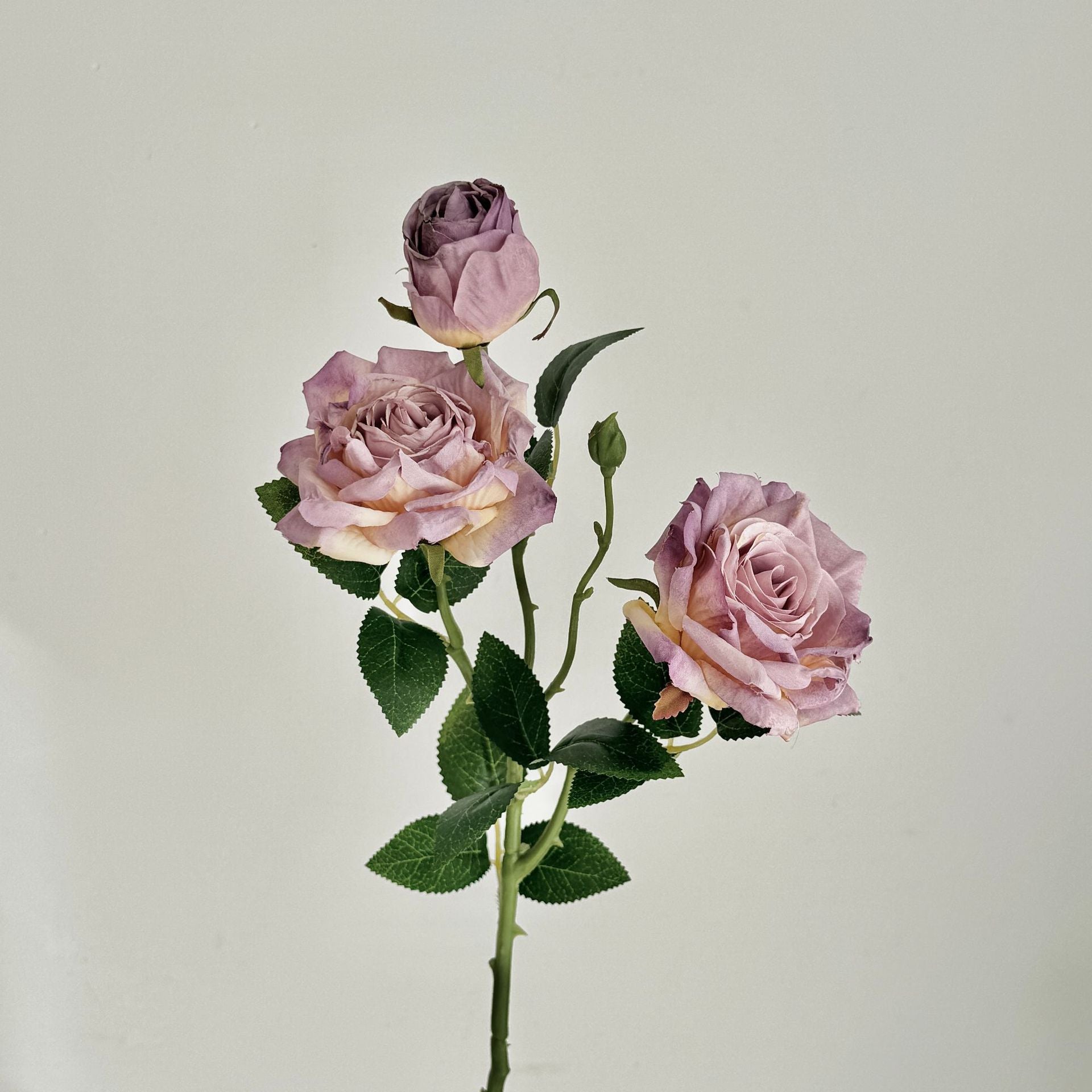 55 cm Vintage Decorative Roses with 3 Heads & Burnt Edges - Ideal for Autumn Winter Decoration