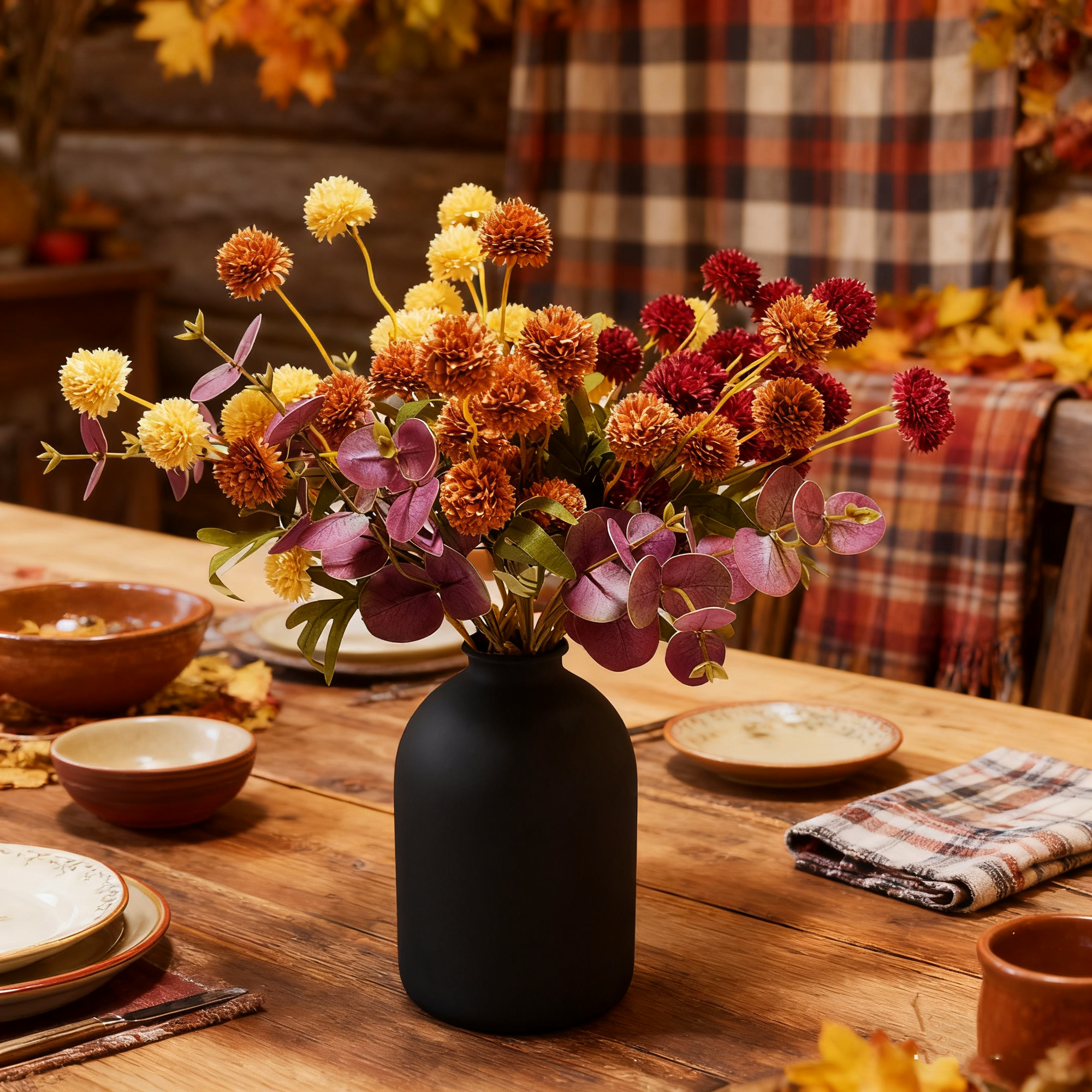 Herbstliche künstliche Seiden-Chrysanthemen-Zentrale und Herbstblumenstrauß