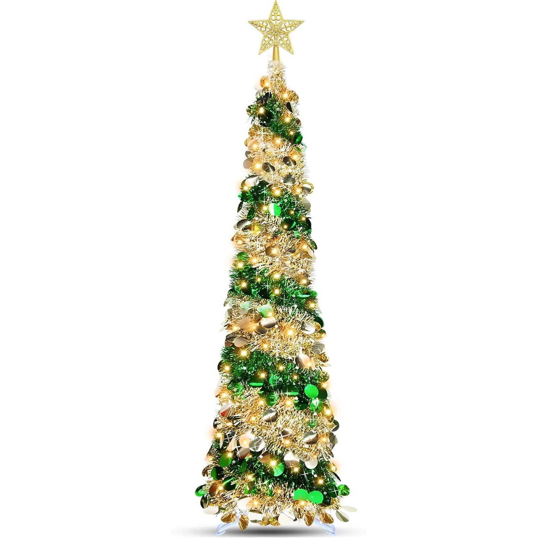 1,5m Glitzer-Weihnachtsbaum – Zusammenklappbarer Pop-up Künstlicher Tannenbaum