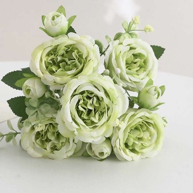 Großhandel 4 Bündel Pfingstrose Künstliche Blumen Blaugrün Blumen Seidenpfingstrosen Blumensträuße für Hochzeit Partei Tischaufsätze Blumenarrangement Heim Küche Dekor