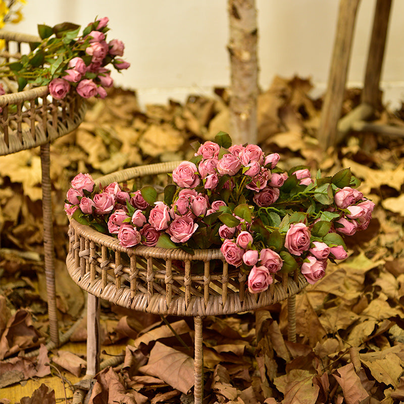 40 cm Künstliche Seidenrosen | Vintage Burnt-Edge Rosen | 5 Blüten pro Stiel | Hochzeits- & Herbstdeko | 6 Farben