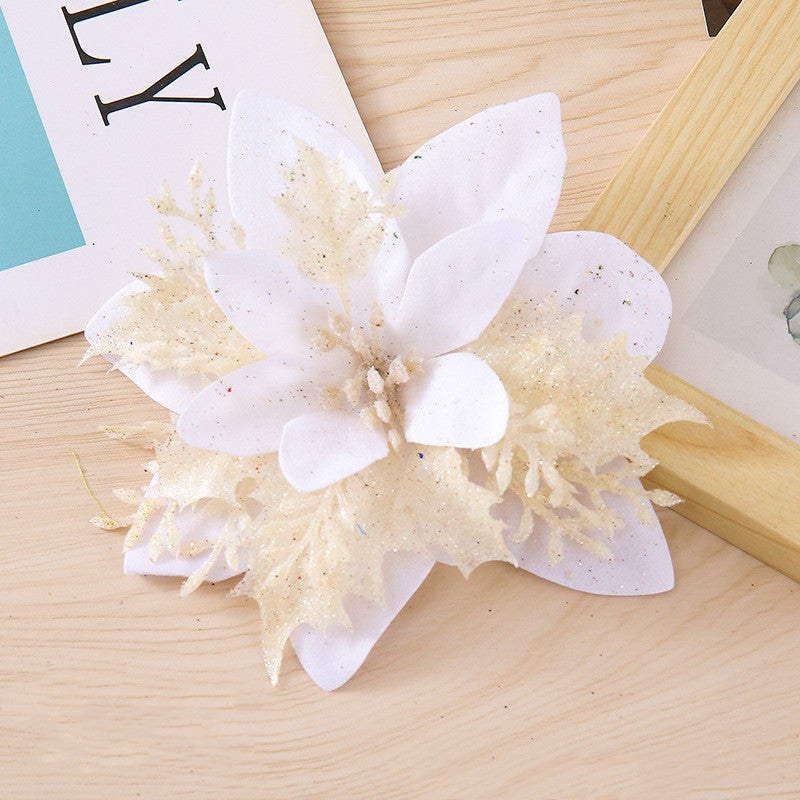 Künstliche Weihnachtssternblüte 15 cm, Seidenblume, Glitzer, Einzeln, für Weihnachtsdekoration, Hochzeiten, Events, 1 Stück