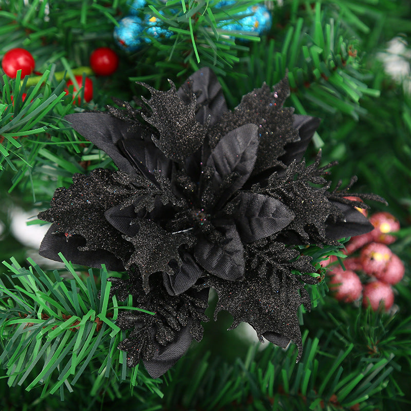 Künstliche Weihnachtssternblüte 15 cm, Seidenblume, Glitzer, Einzeln, für Weihnachtsdekoration, Hochzeiten, Events, 1 Stück