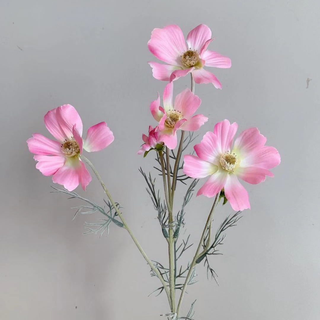 Gänseblümchen Stiel 60 cm, Künstlicher Kosmee Zweig aus Seide, Täuschend echte Kunstblume für Vase, Hochzeit, Gastronomie & Deko