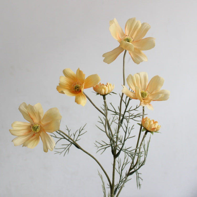 Gänseblümchen Stiel 60 cm, Künstlicher Kosmee Zweig aus Seide, Täuschend echte Kunstblume für Vase, Hochzeit, Gastronomie & Deko