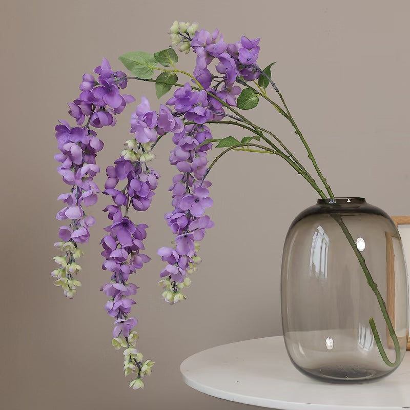 Künstlicher Blauregen 4er-Set, 109 cm lange Glyzinien Zweige, Täuschen – kunstblumenshop